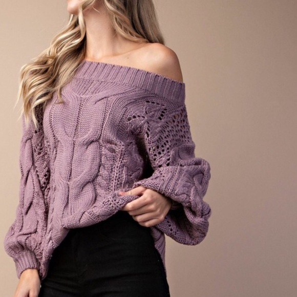 Lainie-Ash Purple Cable Knit Sweater - Picture 2 of 3